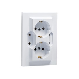 4-Way Flush-Mounted Schuko Sockets, Scutzkontakt Socket, Built-in Socket, IP20 (5403 White)
