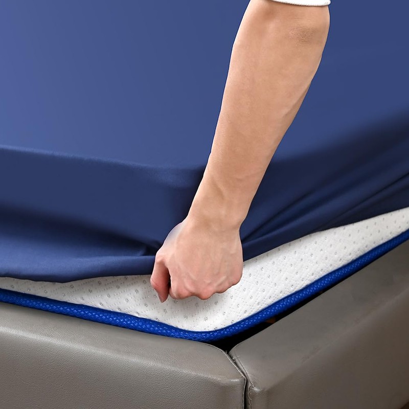 Fitted Sheet 25CM Deep Bed Sheet Single Size 90X190CM Navy