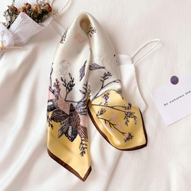 Cxapnstou Women 100% Real Mulberry Silk Scarf -21'' x 21''- Lightweight Neckerchief Small Square Scarf Neck Digital Printed Scarves