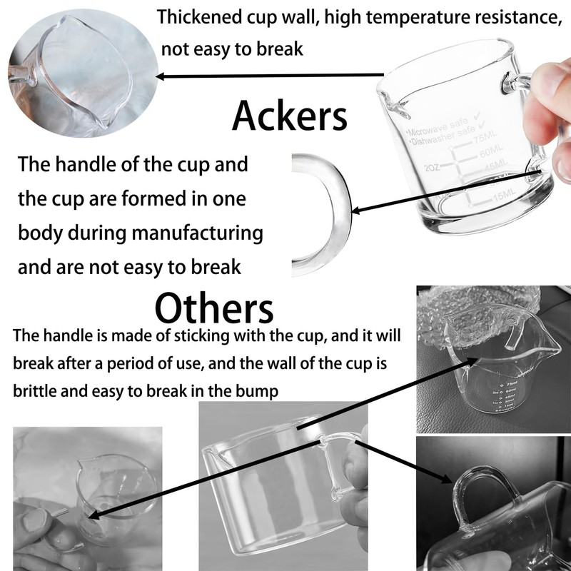 Ackers Etched Scale Espresso cup with Handle, Thickened Bottom and