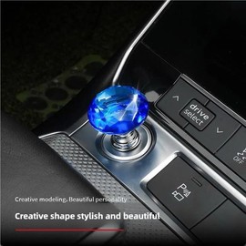enttgo Car One-Touch Start Button with Push-to-Start Rocker Lever, Engine Start/Stop Joystick, and Full Metal Ball-bar Starter Cover for Decorative Accessories (Diamond - Transparent)
