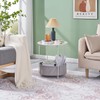 VECELO Round Side/End Table with Fabric Storage Basket，Metal Anti-Rust and