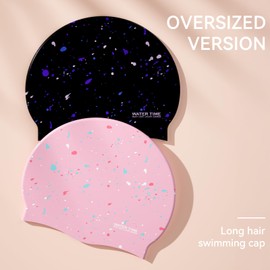 WATERTIME Unisex Soft Silicone Swim Cap for Women and Men, Intensive Training Comfortable Non-Slip Long Hair Swimming Hat (Pink)