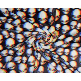 Super Soft Cuddle Fleece Digital Print Fabric Material Alien Trance 1MTR