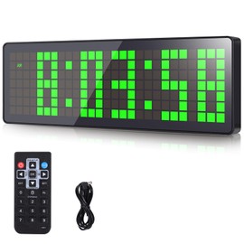 AnExer 13.2'' Gym Timer, Gym Clock, Large LED Digital Wall Clock, 12/24H Modes, Interval Timer Clocks With Stopwatch, Training Timer With Remote Control For Home Garage