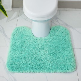 Disolla Toilet Rug U Shaped Spa Blue 23x24 Machine Washable Non Slip Toilet Floor Mat Soft Plush Contour Rug for Bathroom Floor