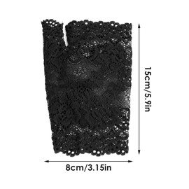 Yolev 2 Pairs Short Lace Gloves for Women Fingerless Gloves Ladies Bridal Wedding Prom Tea Party Bridal Gloves 1920s Wedding Accessories, black, red