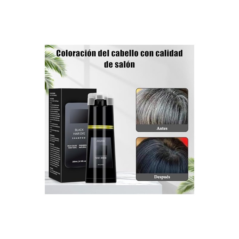 Hair Dye Shampoo 3 en 1 200ml Cobertura Canas Hombre