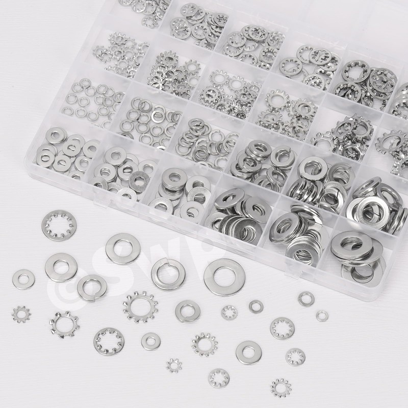 Swpeet 400Pcs 4 Styles #6#8#10 1/4" 5/16" 3/8" SAE Stainless