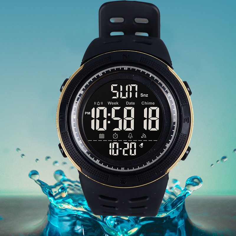Digital Watch LED 50m Waterproof Multi Functional Intelligent Stopwatch Countdown