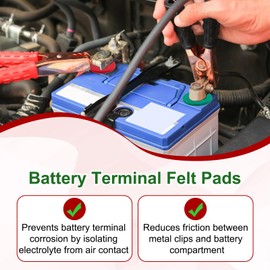 24 PCS Battery Terminal Anti Corrosion Washers, Anti Corrosion Battery Terminal Pads, Auto Fiber Shim Battery Terminal Protectors, Washer Gasket for Protecting Battery Terminal (12 Red and 12 Green)