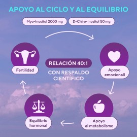 Inositol Myo y D-Chiro 401 con cido Flico  Suplemento Vegano para Equilibrio Hormonal, Ciclo Femenino y Bienestar  Alta Absorcin  180 Cpsulas         