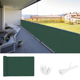 SUNNY GUARD Balcony Privacy Screen 85 x 500 cm Balcony Cladding Balcony Cover Balcony Covers UV Protection Wind and Weatherproof with Cable Ties, Verde
