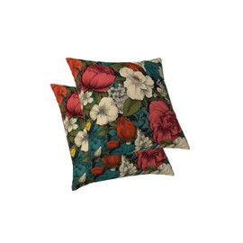 ggaimwf Vintage Floral Cushion Covers Peony Flower Blossom Colorful Cushions Aesthetic Art Linen Square Pillow Cover for Home Decor Living Room Farmhouse Couch Throw Pillowcases 45x45cm Set of 2