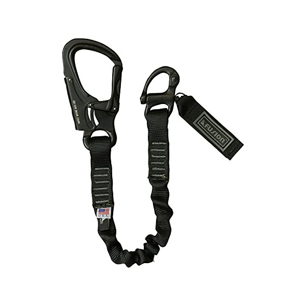 Fusion Tactical Elastic Sling Retention Helo Lanyard with Snap Hook Shackle 23KN, Black, 2' 24" x 1" (LH-32-8001-2999-BK24)