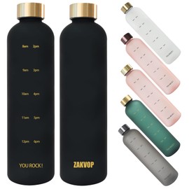 ZAKVOP 32oz Water Bottle with Times to Drink, Lightweight Motivational Water Bottle with Time Marker, BPA Free Reusable with Hydrating Reminder for Gym Fitness Workout Travel