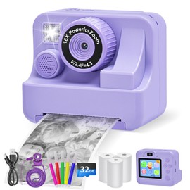Kids Camera Instant Print, Christmas Birthday Gifts for Girls Boys, 2.4 Inch Screen 1080 HD Toddler Print Camera with Print Paper & 32 G Card for Boys Girls 3 4 5 6 7 8 9 10 11 12 Year Old