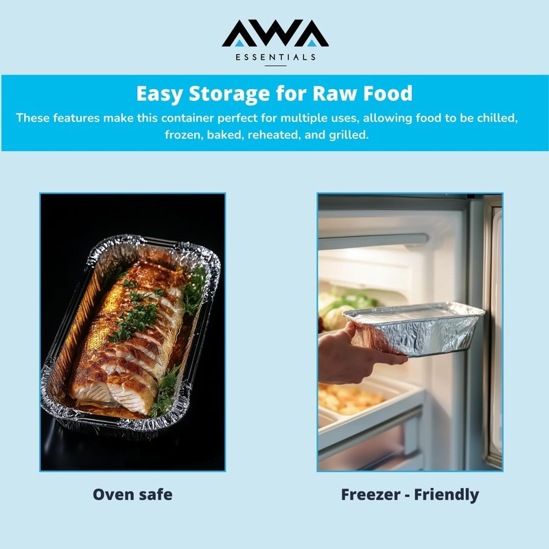 Aluminium Foil Food Containers with Lids - Pack of 50