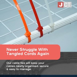 Coloured Cable Ties - 100 pcs Brown Zip Ties for Secure Cord Management - Heavy Duty Up to 54.4 kg Tensile Strength - 150 x 3.6 mm Tie Wraps With Auto-Locking Mechanism - Just Cable Ties