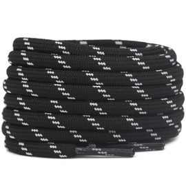 DELELE 2 Pair Thick Round Climbing Shoelaces Black White Dots Hiking Shoe Laces Boot Laces 61.02 inch