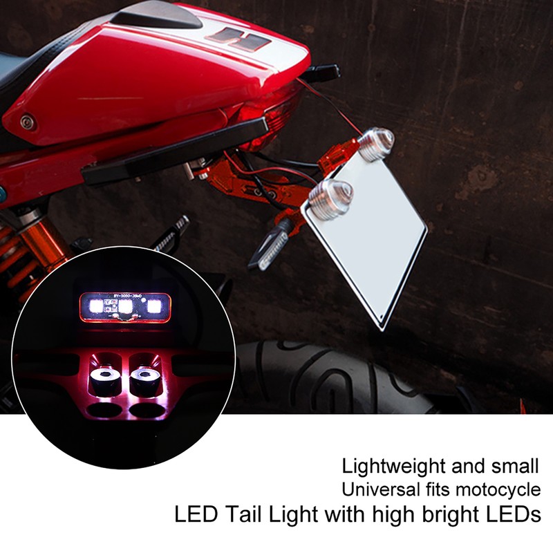Universal Aluminum Motorcycle Rear License Plate Mount Holder with LED