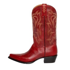 Yolkomo Cowboy Boots for Women Red Distressed Cowgirl Boots Wide Calf Low Heel Embroidered Western Boots Mid-Calf High Pull-On Leather Boots Size 10