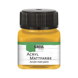 KREUL 75221 Acrylic Matte Paint, Golden Yellow in 20 ml Glass, Creamy Opaque, Quick-Drying Water-Based Paint, Suitable for Many Different Surfaces