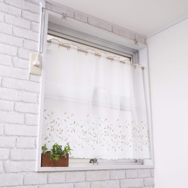 [Cloth Shop Clothya] Cafe Curtain for Small Windows Width Approx. 39.4 x Length 276.4 ft (100 x 70 m) [Voile Embroidery, Beige]