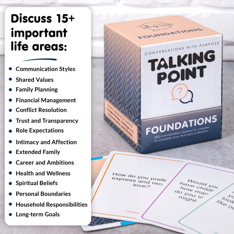 200 Foundational Conversation Starter Cards for Couples - Fun Relationship