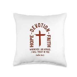 Christianity By Design Tee Company Faith Bible Psalm 56:3 Jesus Christ Christianity Throw Pillow, 16x16, Multicolor