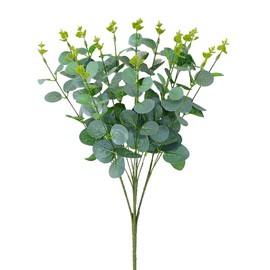Atongham 5 Packs of 80 Artificial Eucalyptus Stems, Artificial Plant Stems, Garden Bouquets, Wedding, Green Plant Decorations, 18.1-inch Tall Eucalyptus Stems and Leaves