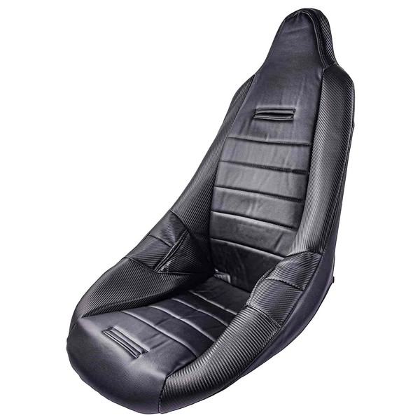 JEGS Pro High Back Custom Seat Cover | Black with Faux Carbon Fiber Trim and Side Panels | Cover Only, Seat Available Separately | Snap-On Installation |15.5 Inch Hip Width