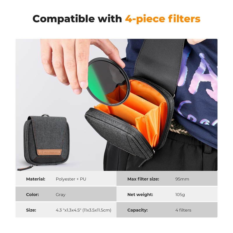 K&F Concept 49mm 5-in-1 Magnetic Lens Filter Kit, Includes CPL+