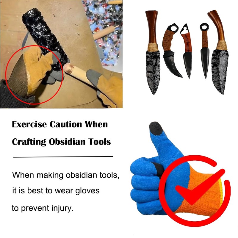 Flint Knapping Tools Kit Obsidian Crafting Tool, Dragon Crystal Stone