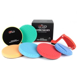 CARROAD 6 Inch Multifunctional Car Polishing & Buffing Pads Set - Ideal for Orbital Buffer & Drill - 5 - Color Pads with Brush & Degreaser for Compounding, Polishing & Waxing