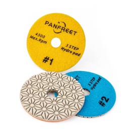 Panfreet Wet/Dry 3 Step 4 Inch Diamond Polishing Pads Granite Polishing Pads for Granite Quartz Marble Concrete Terrazzo