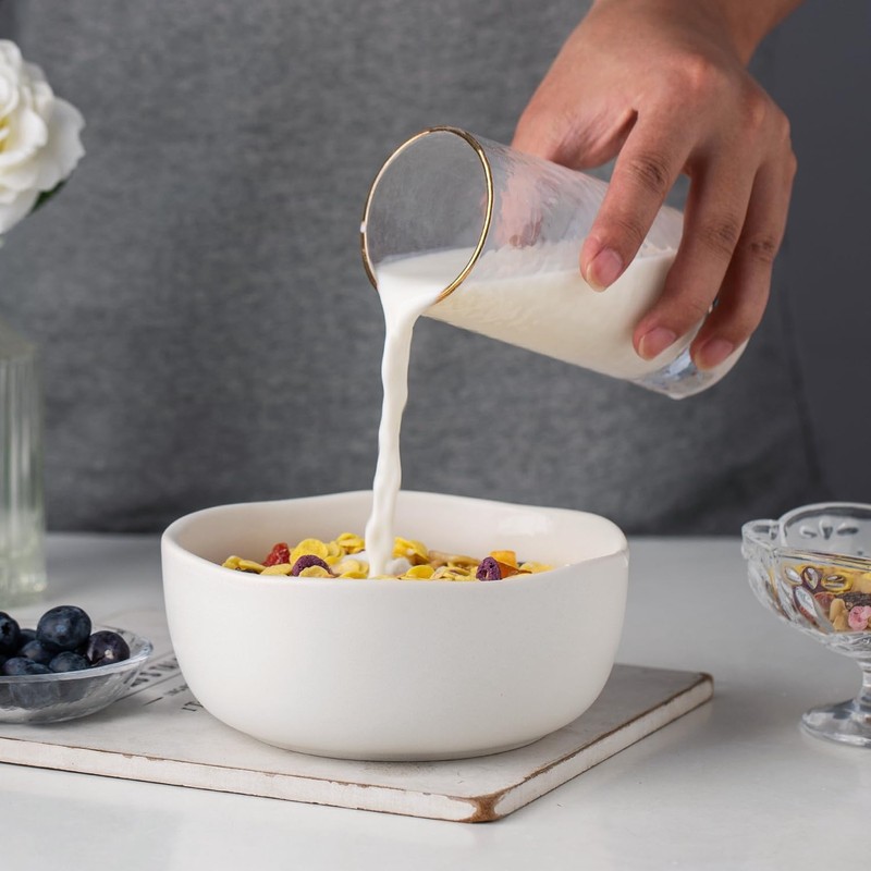 AmorArc Stoneware Cereal Bowls for Kitchen, 28oz Large Ceramic Soup