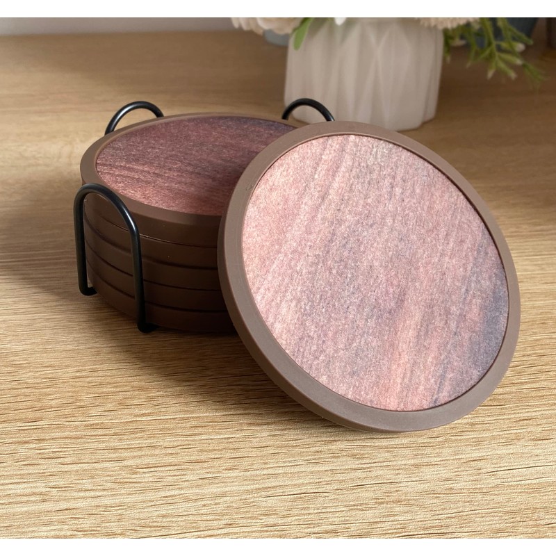 Absorbent Coasters for Drinks with Holder - 6packs, Silicone Coaster