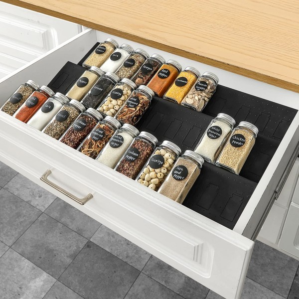 Famhap Spice Drawer Organizer, 6 Tier Expandable from 29.5cm to