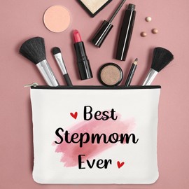 iMEYDNGF Valentine Mother's Day Birthday Gift for Stepmother Stepmom Cool Step mom Gift for Thanksgiving Christmas New Year Printed Cosmetic Bag Waterproof Makeup Bag with Zipper