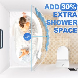 Curved Shower Curtain Rod For Bathroom 38-72 Inches, Adjustable Length, Curved Shower Rod, Metal Rods&Brackets, Round Shower Curtain Rods, Rotate Bracket For Large Shower Space, Need Drilling, White