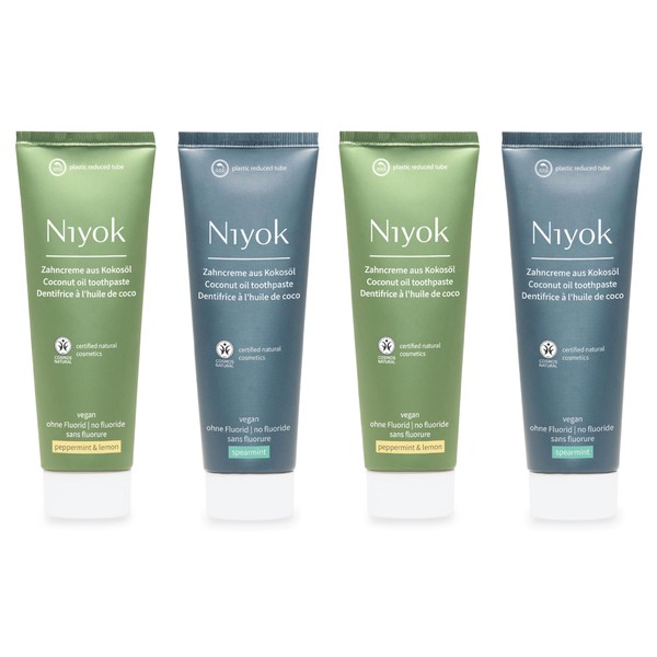Niyok Natural Cosmetics Fluoride Free Natural Coconut Oil Toothpaste, Peppermint