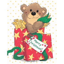 Suzy's Note Card Collection Stationery, Willie Bear Christmas Present - 10897