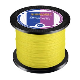 RIKIMARU Braided Fishing Line Abrasion Resistant Superline Zero Stretch&Low Memory Extra Thin Diameter Yellow 327Yds,80LB