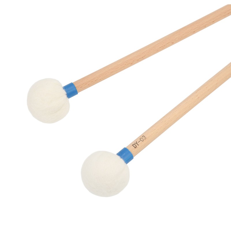 2Pcs Drum Mallet Felt Head Wooden Handle Non Slip Instrument