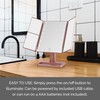 MELANNCO Rose Gold Tri Fold LED Vanity Mirror, 3 Magnifications
