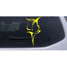 8.5in X 4.6in Yellow -- Tulip Rose Car Window Wall Laptop Decal Sticker
