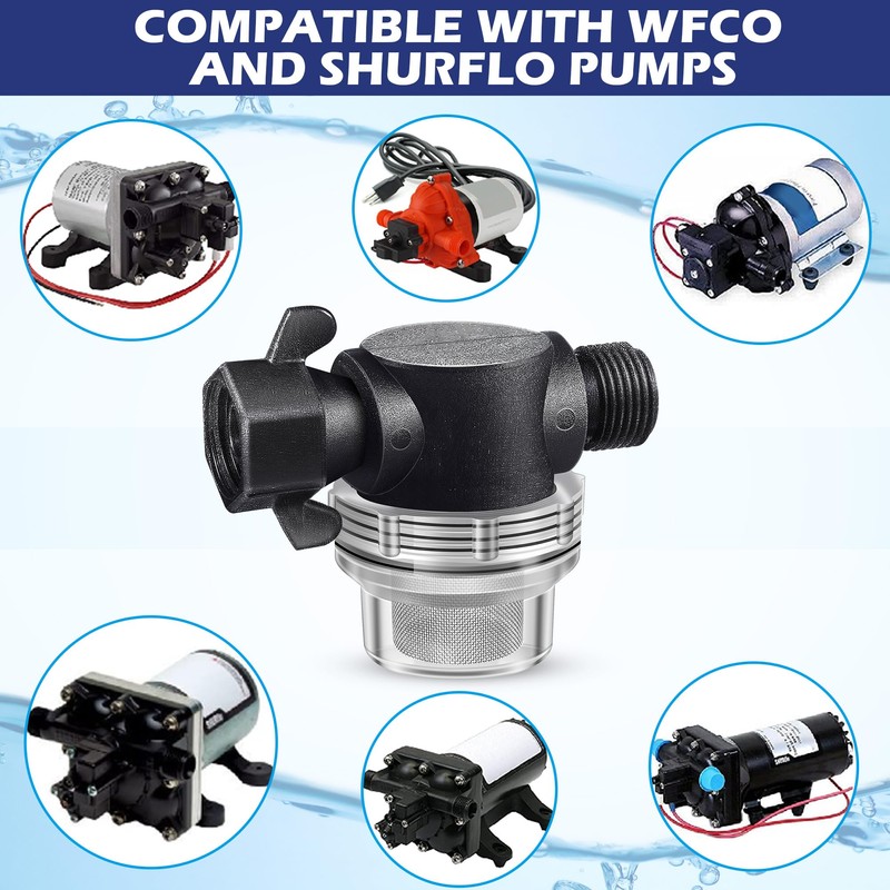 Dreyoo Water Pump Strainer Filter, Compatible with Shurflo Swivel Nut