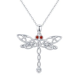 Dragonfly Necklace 925 Sterling Silver Celtic Knot Dragonfly Pendant Necklace Dragonfly Jewellery Gifts for Women Grils