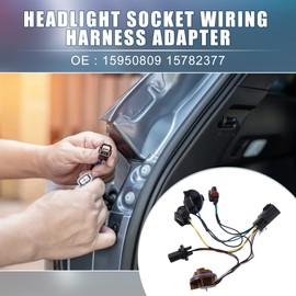 A ABSOPRO Headlight Headlamp Socket Wiring Harness Adapter 15950809 15782377 for Chevy Tahoe 2007-2014 for Chevy Suburban 2500 Avalanche 2007-2013 (Set of 2)